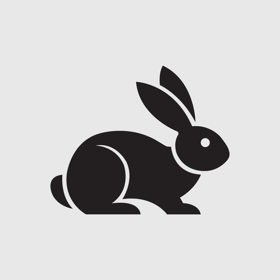 Black bunny silhouette illustration isolated on white background. vector