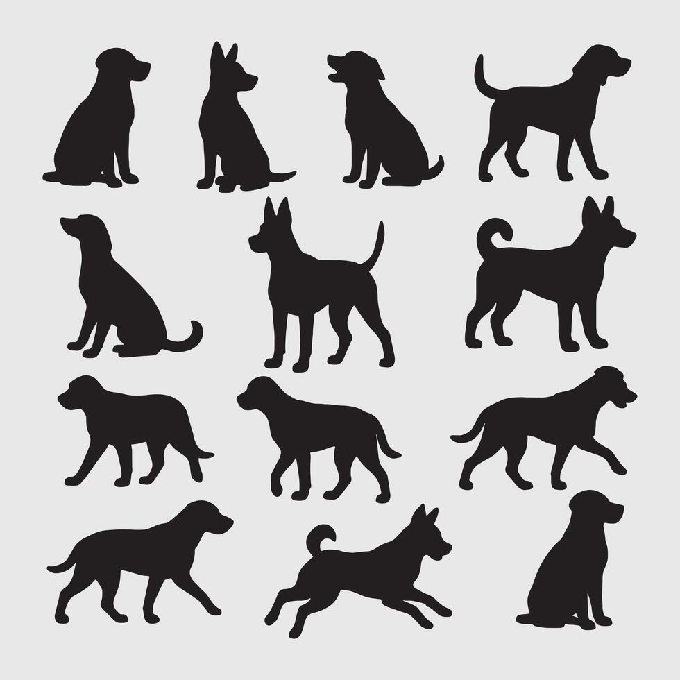 Dog silhouette collection vector