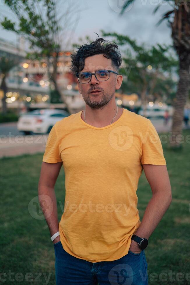 Man on the in Alanya city, Turkey. Travelling or vacation concept photo