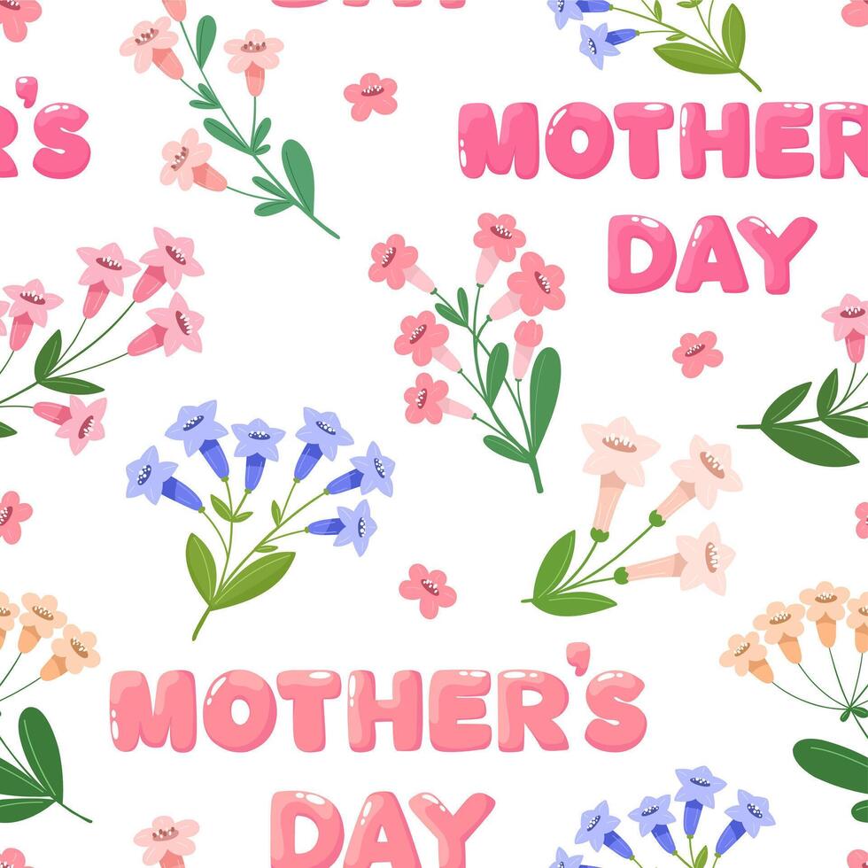 Seamless pattern Mother's Day, cute pattern with flowers for the holiday vector