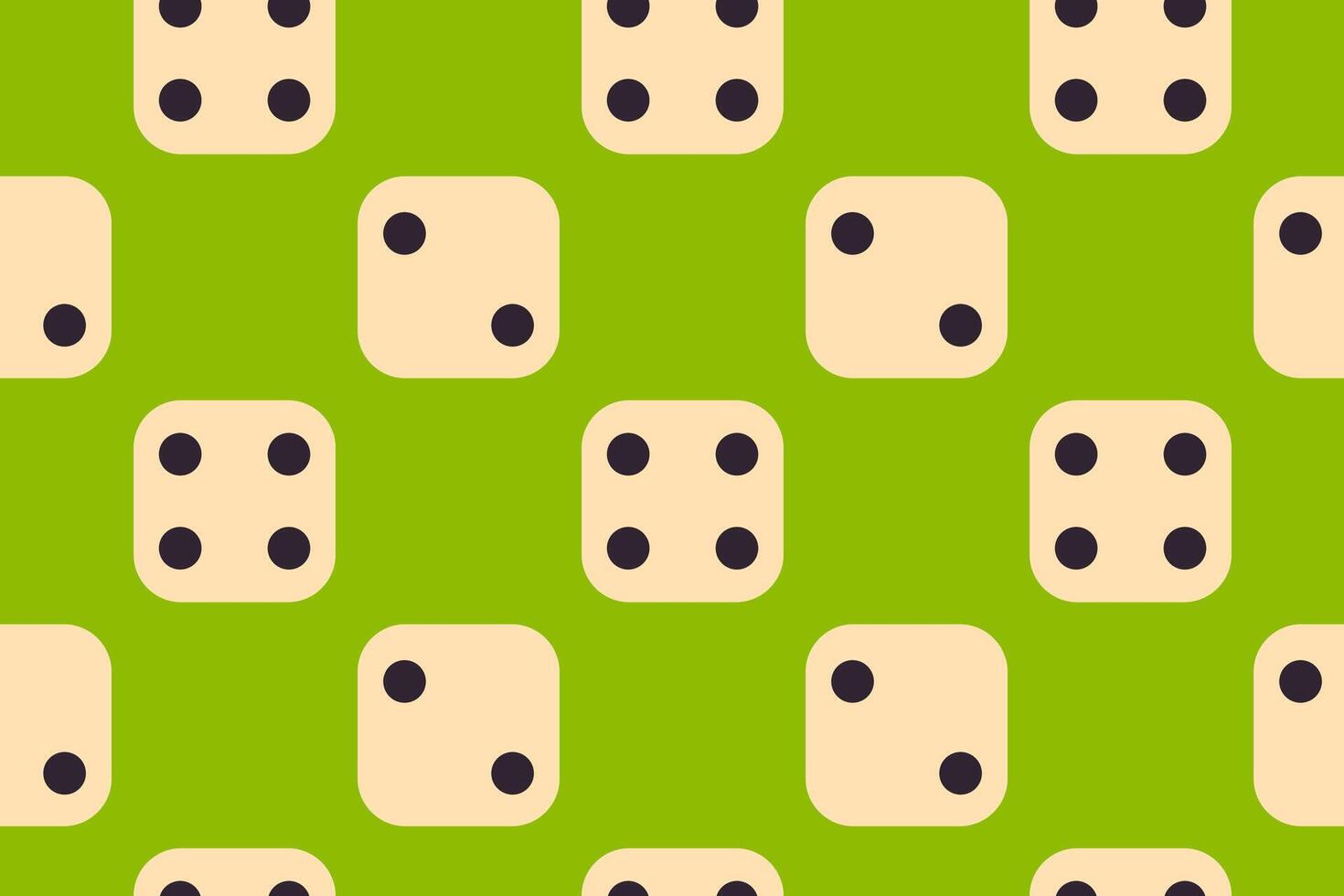 Seamless pattern of dice with different numbers on a bright green background for game or math-themed design projects vector