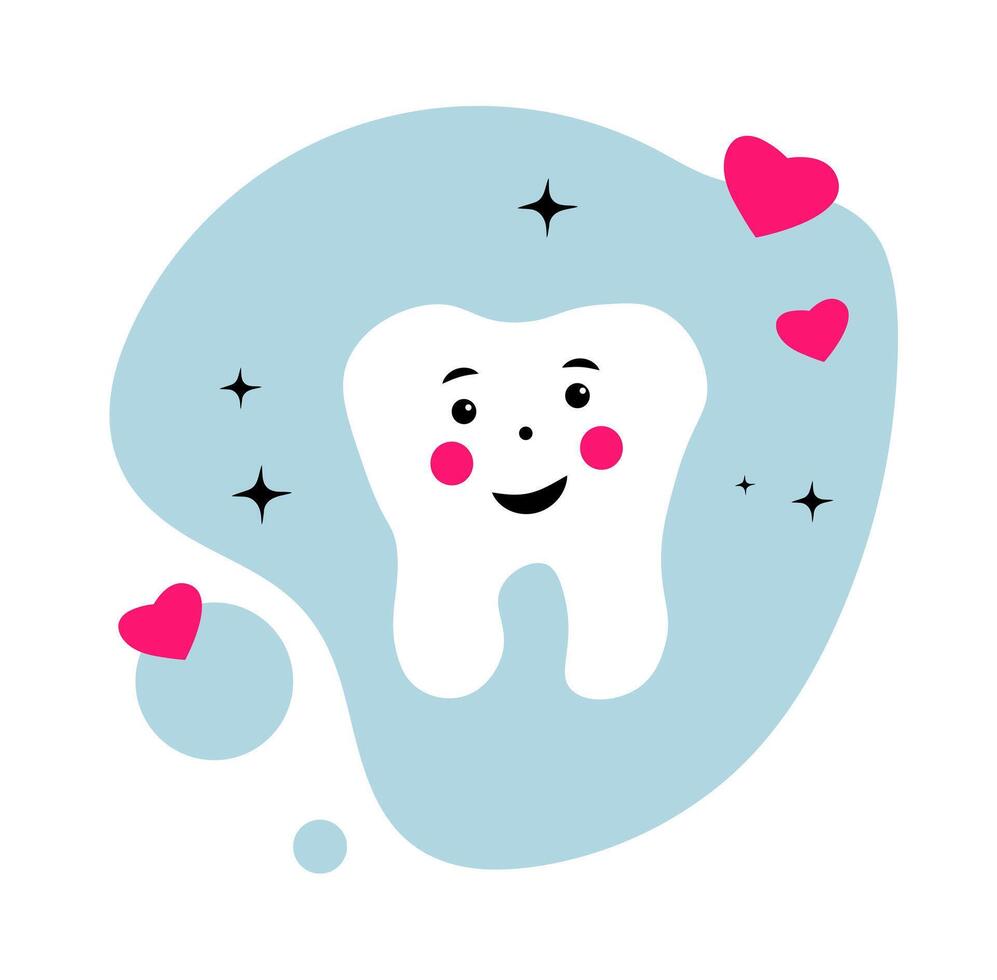 A healthy, cute tooth with a smile on a white background. Stomatology vector
