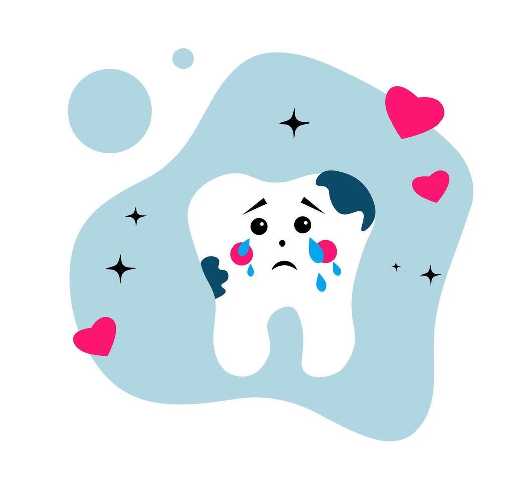 The tooth is crying. A bad tooth. Stomatology. Karies vector