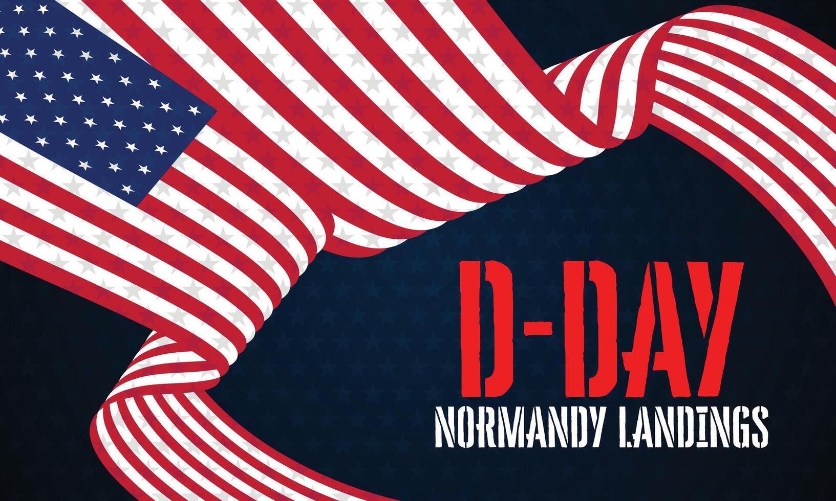Grunge Style D Day Poster in Red and Blue Banner Background vector