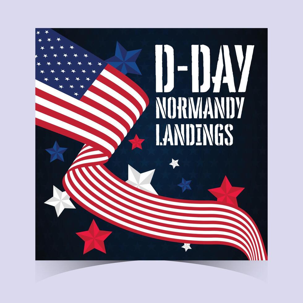 D Day Legacy with Banner and Flag Poster vector