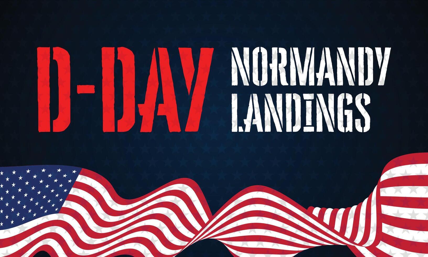 D Day Illustration with Decorative Star Frame Banner Background vector