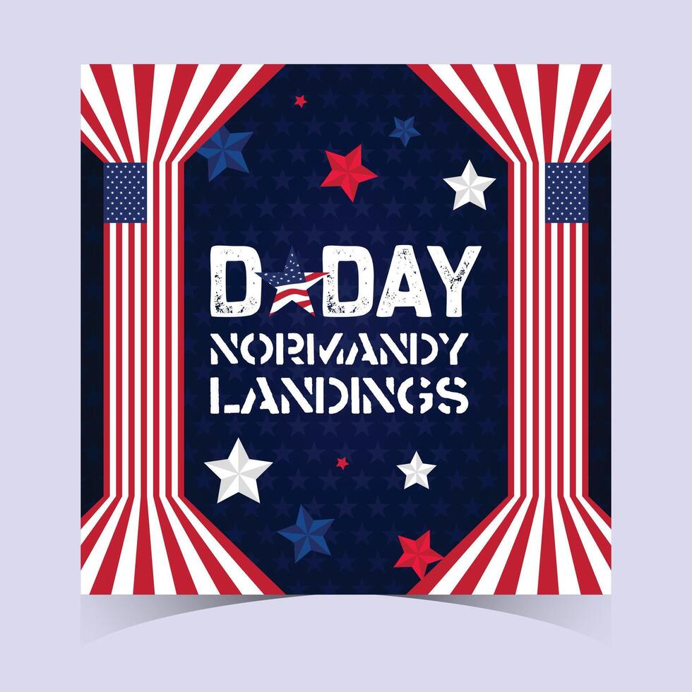 Octagon Frame Patriotic D Day Poster Banner vector