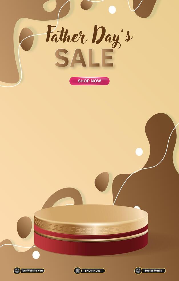 father day sale template banner with 3d podium for product display vector