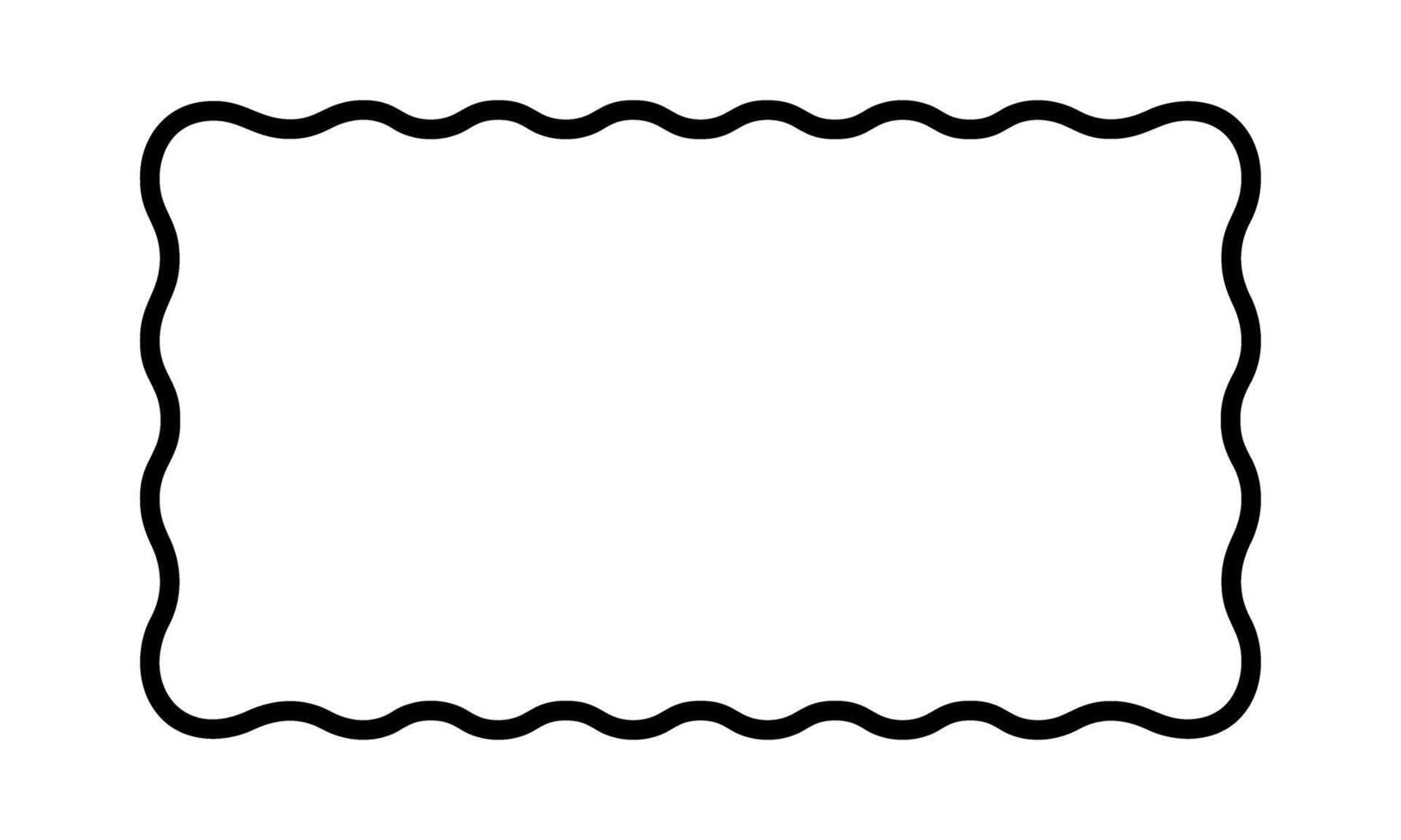 Rectangle frame with scalloped edges. Rectangular shape with undulated borders. Picture or photo frame, empty text box, tag or label isolated on white background. graphic illustration vector