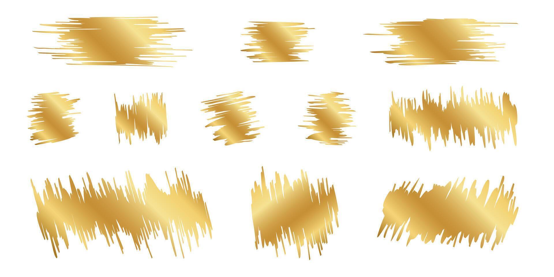 Golden scraped scratchcard textures. Collection of gold scratch card, lucky game ticket, lotto winner, money prize or sale coupon surfaces isolated on white background. illustration vector
