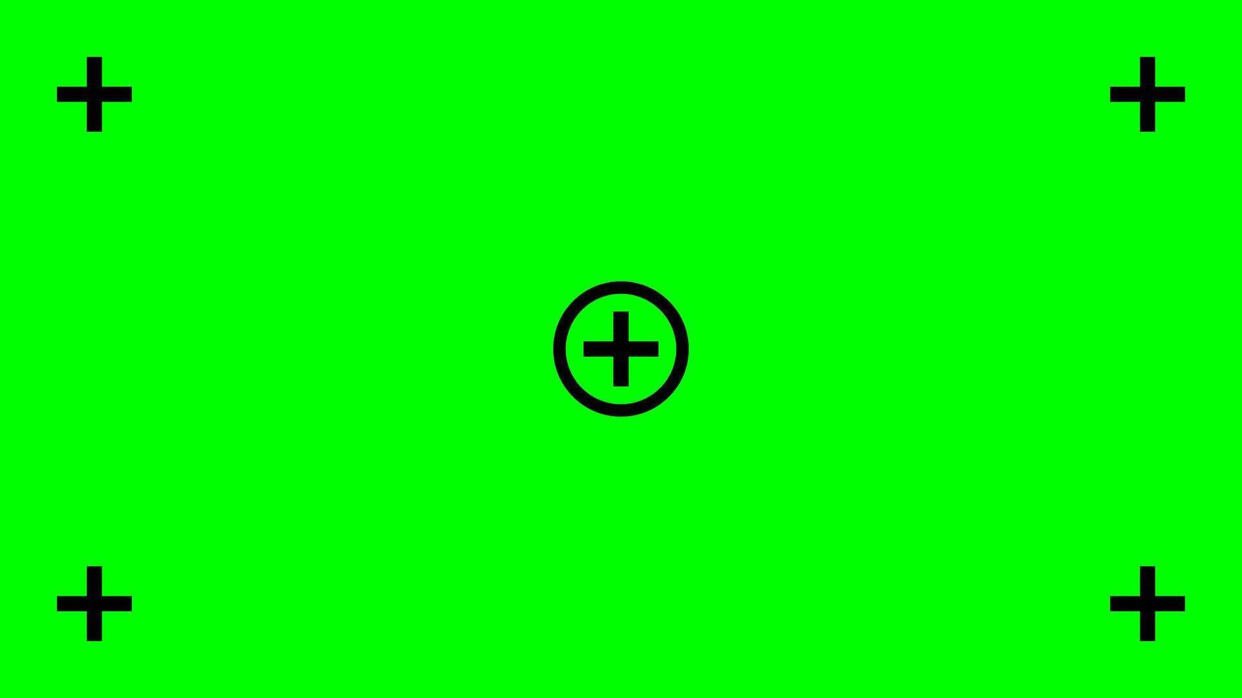 Green screen background with black tracking cross marks. Chromakey technique in film making industry. Technology to add visual effects or VFX during movie post-production phase. illustration vector