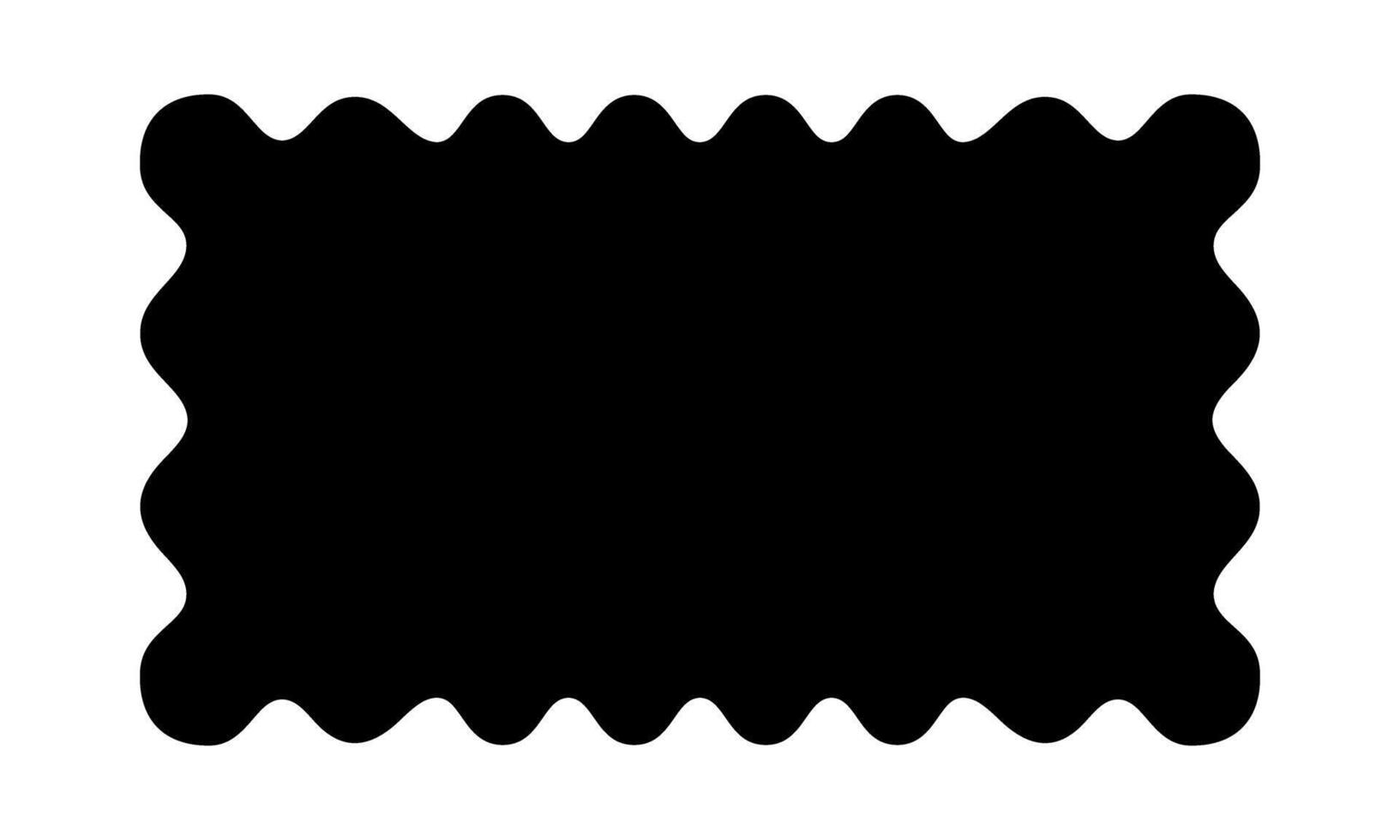 Rectangular shape with wavy borders. Scalloped rectangle. Empty text box, stamp, tag or label isolated on white background. graphic illustration vector