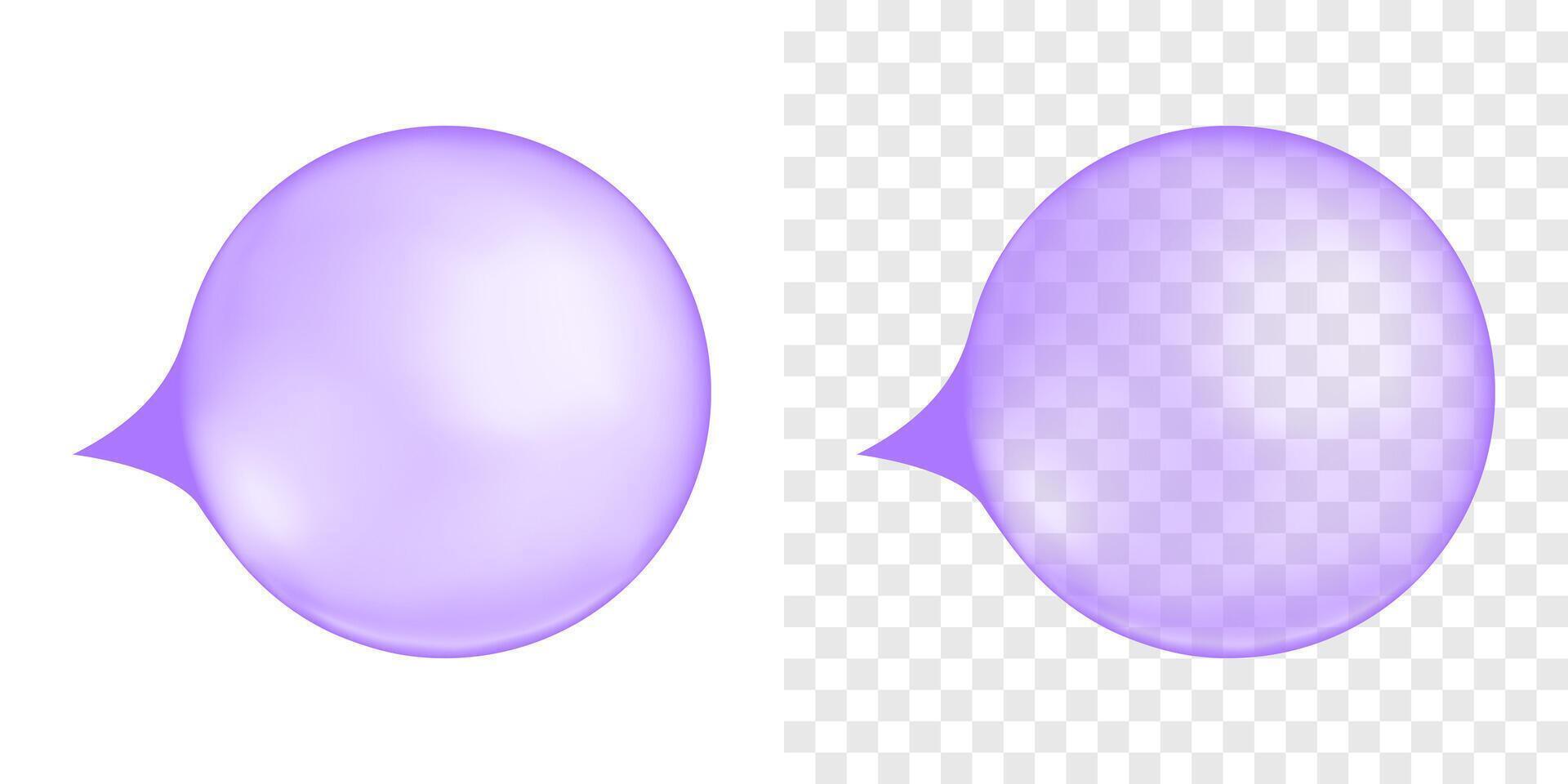 Inflated purple bubble gums. Blueberry chewing bubblegum balls. realistic illustration vector