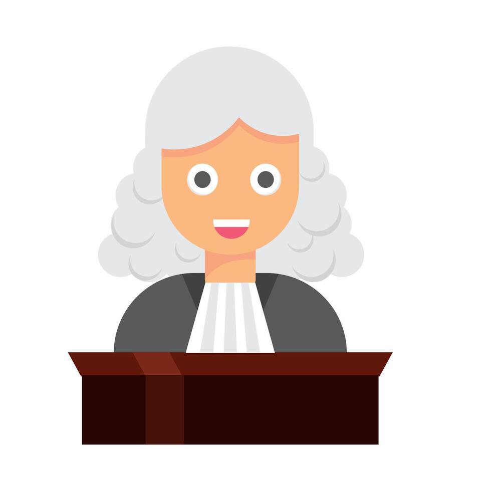 Cartoon flat icon of a judge symbolizing authority and court proceedings vector
