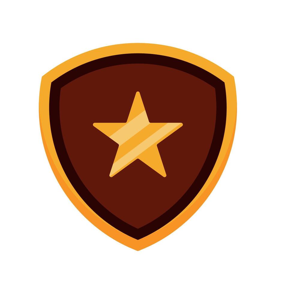 Flat icon of a police badge or shield with a star, representing law protection and authority vector