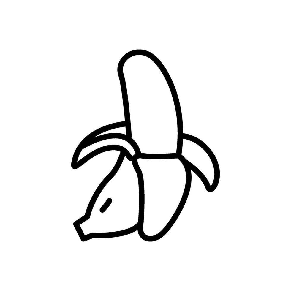 Single peeled banana line icon vector