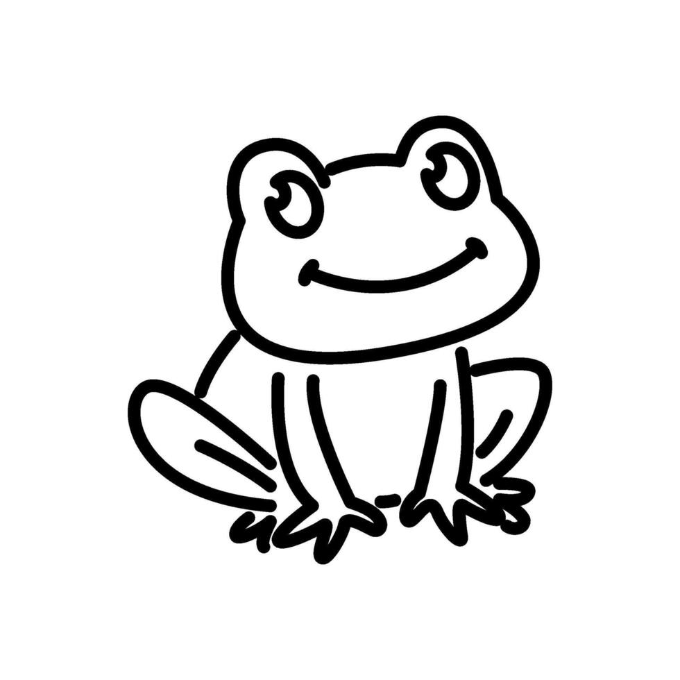 Sitting cute frog line art icon vector
