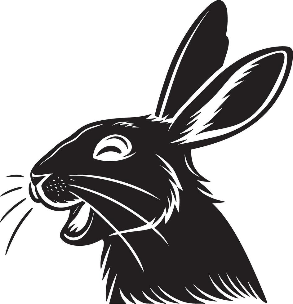 Happy Rabbit Face Silhouette from Front Angle vector