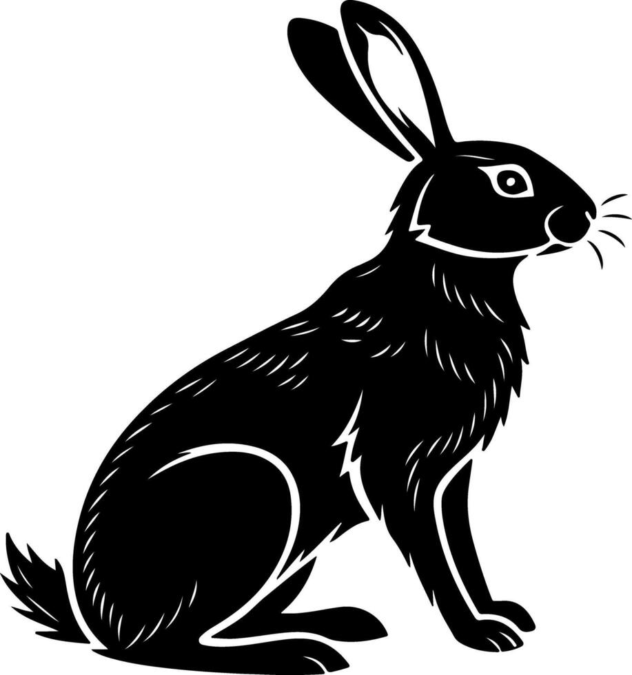 Sitting Rabbit in Calm Side Pose Silhouette vector