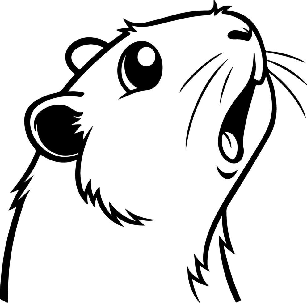 Surprised Guinea Pig Face Silhouette with Wide Eyes vector