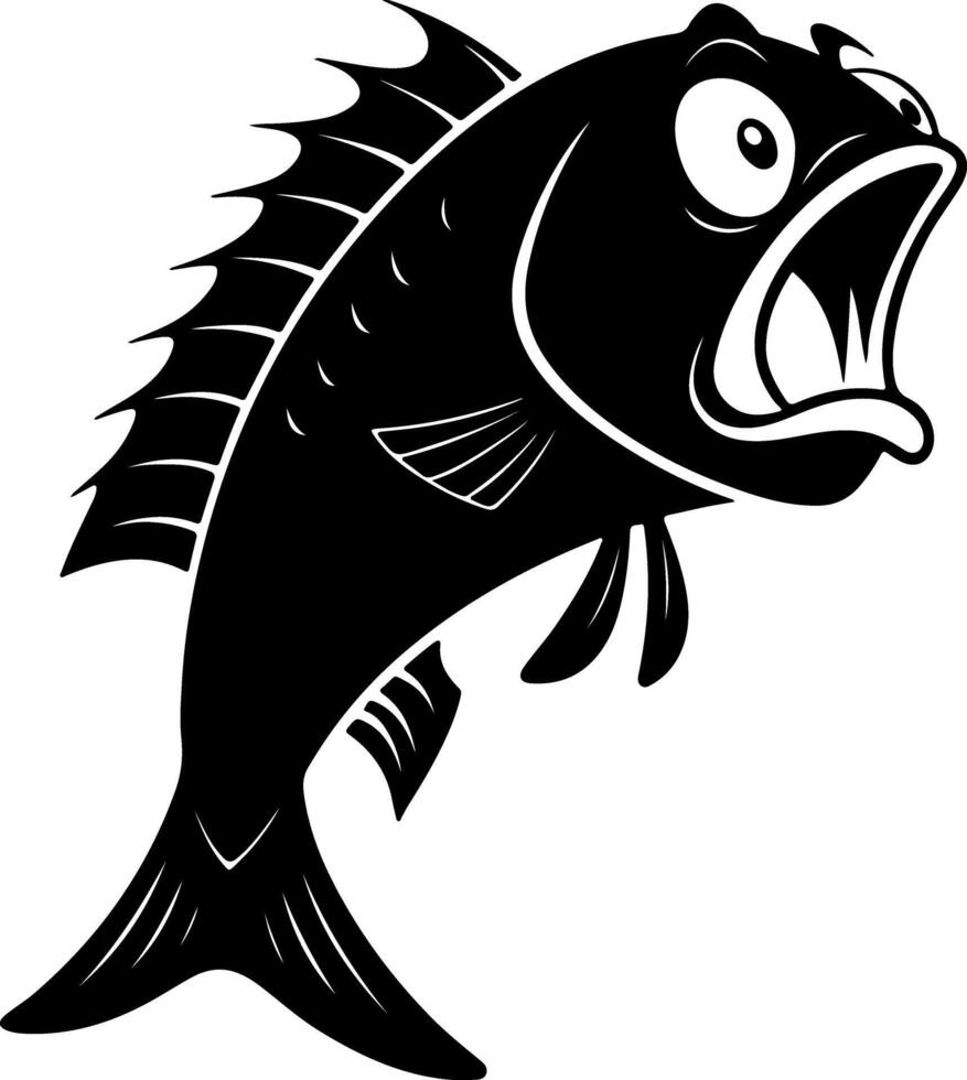 Scared Fish Face Silhouette with Wide Eyes vector