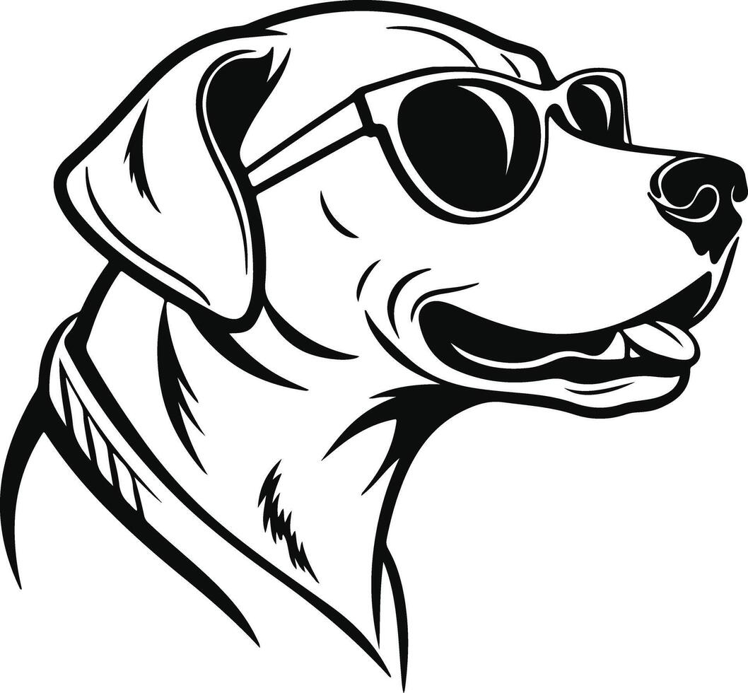 Smiling Dog Face Silhouette with Sunglasses vector