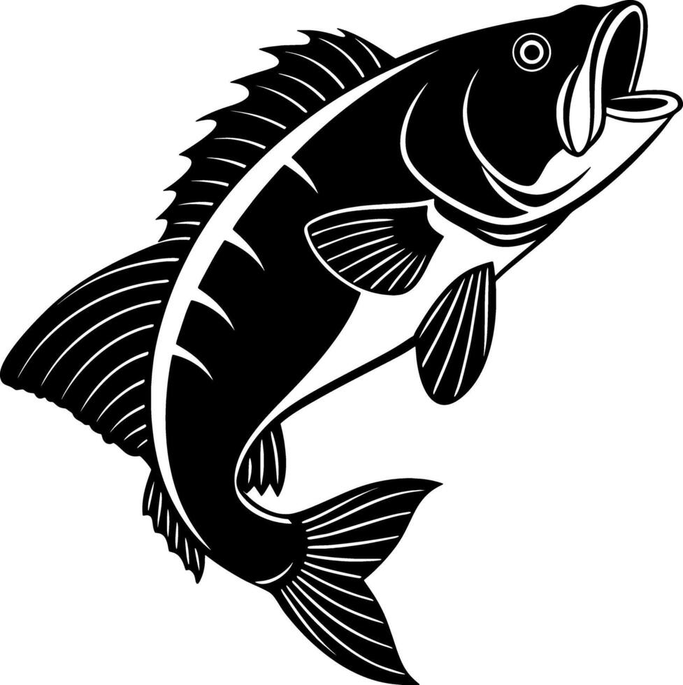 Classic Side View Fish Silhouette in Flat Design vector