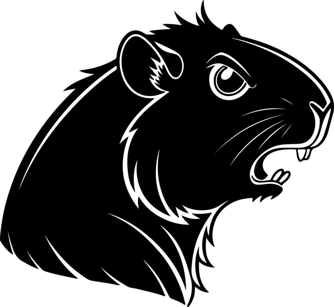 Angry Guinea Pig Face with Furrowed Expression vector