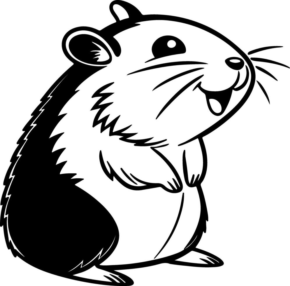 Smiling Hamster Face Silhouette in Front View vector