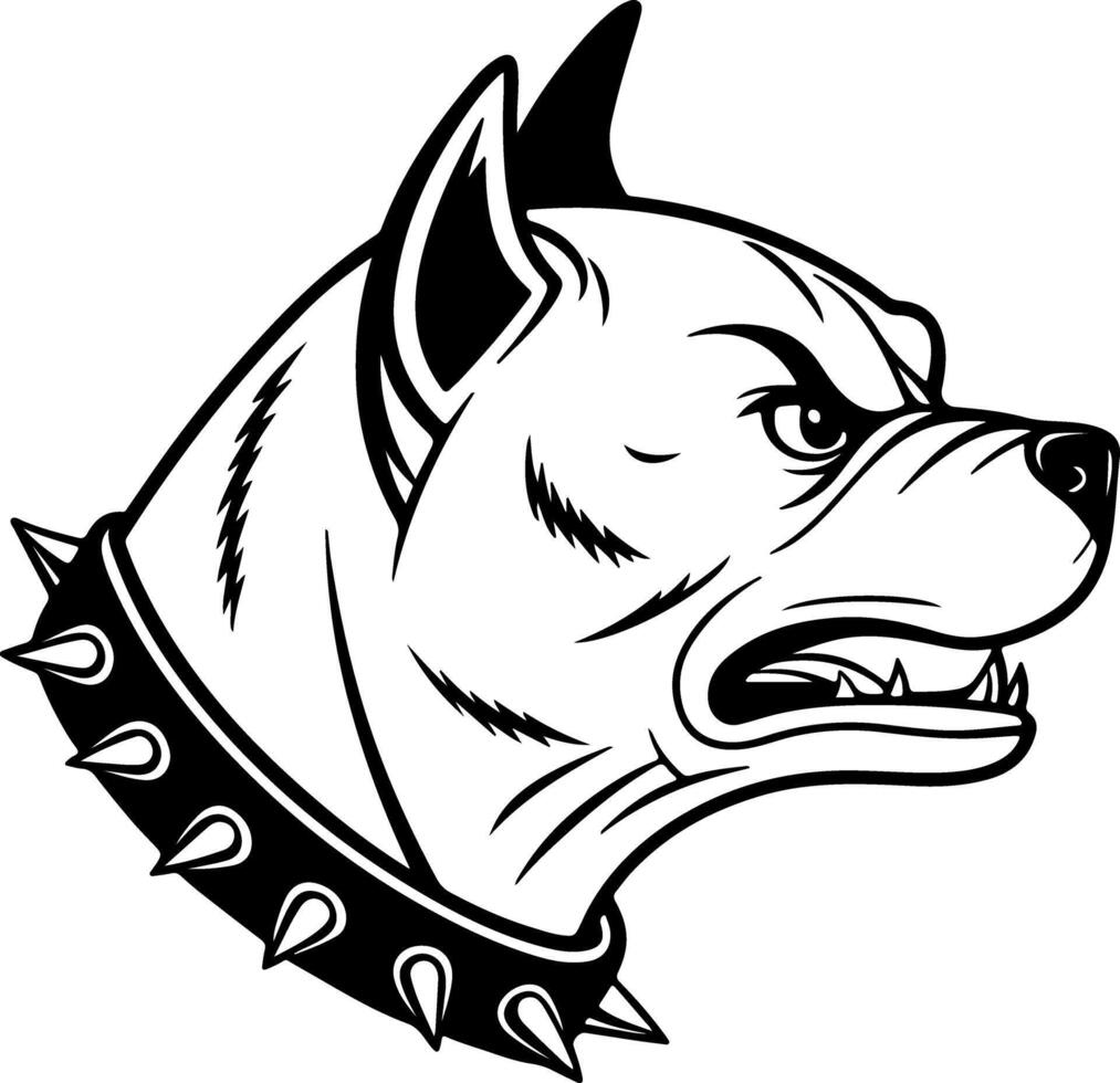 Furrowed Brow Dog Face Silhouette with Fierce Look vector