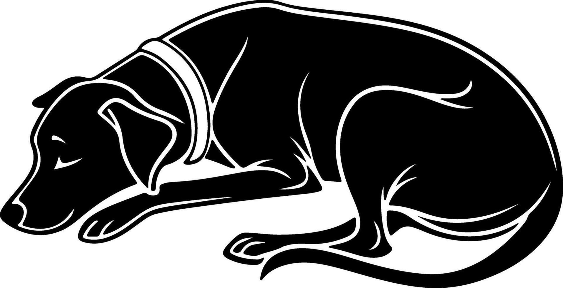 Sleeping Dog Silhouette in Curled Position vector