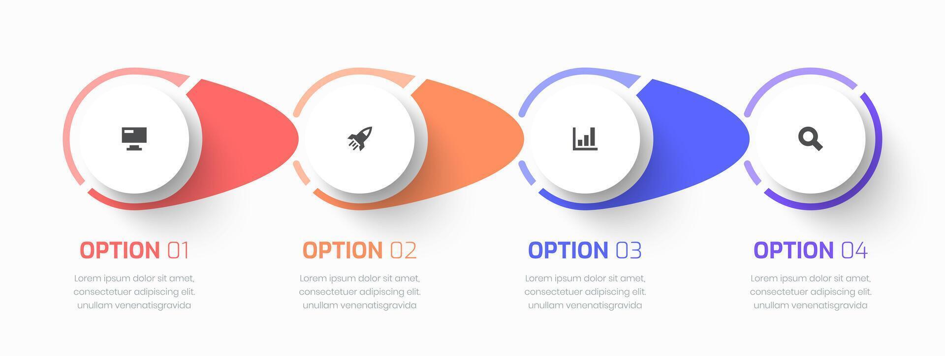 Infographic Business with Circle Label, Icon, and 4 Option for Presentation, Diagram vector