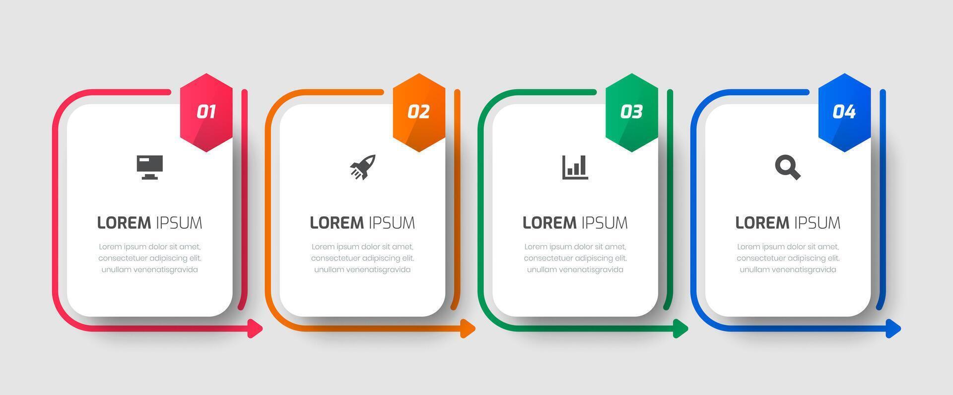 Infographic Template with Rounded Rectangle Label Icons and 4 Numbers for Presentation vector