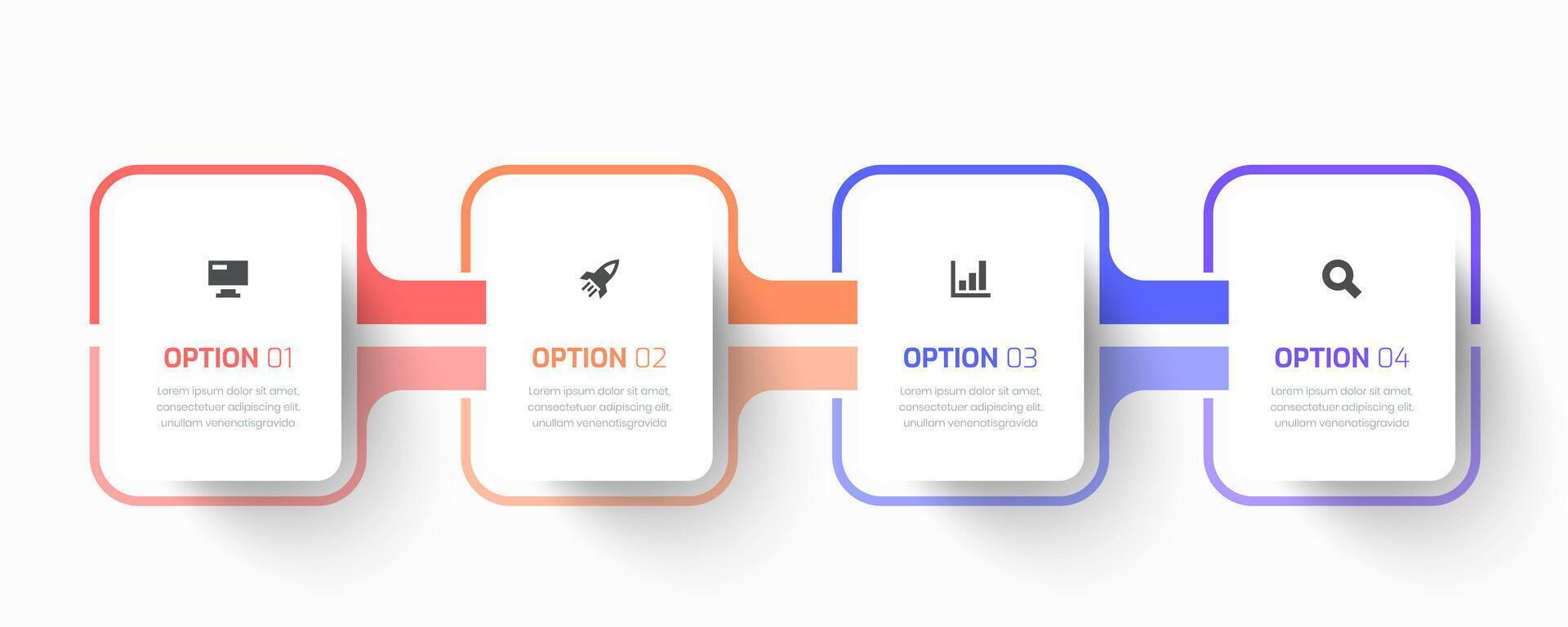 Infographic Business with Rectangle Label, Icon, and 4 Option for Presentation, Chart vector