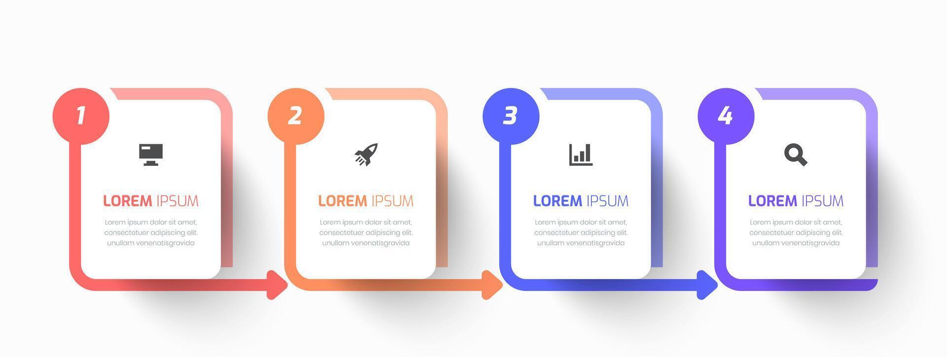 Infographic Business with Rectangle Label, Arrow, Icon, and 4 Number for Presentation vector