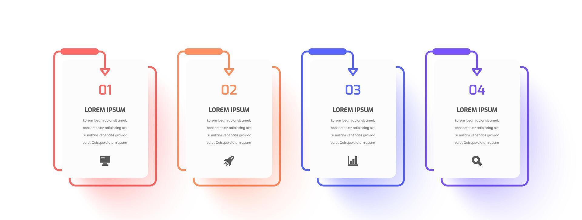Minimal Infographic Business with Thin Line, Rectangle Label, Icon and 4 Numbers for Presentation vector
