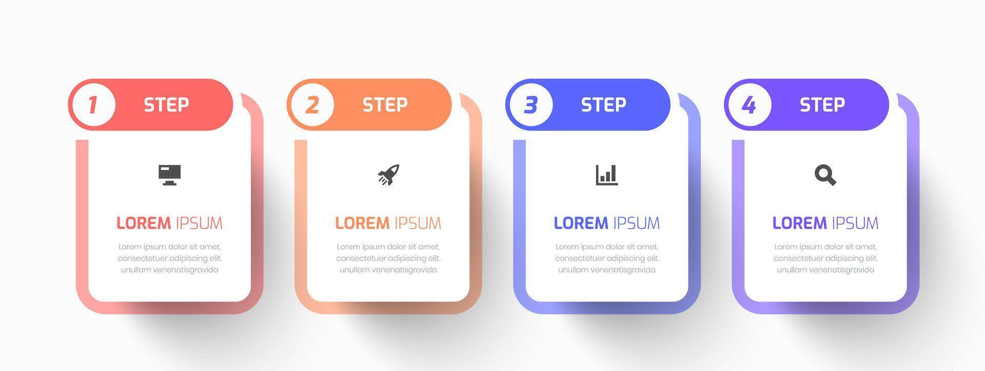 Infographic Business with Rectangle Label, Icon, and 4 Step for Presentation vector