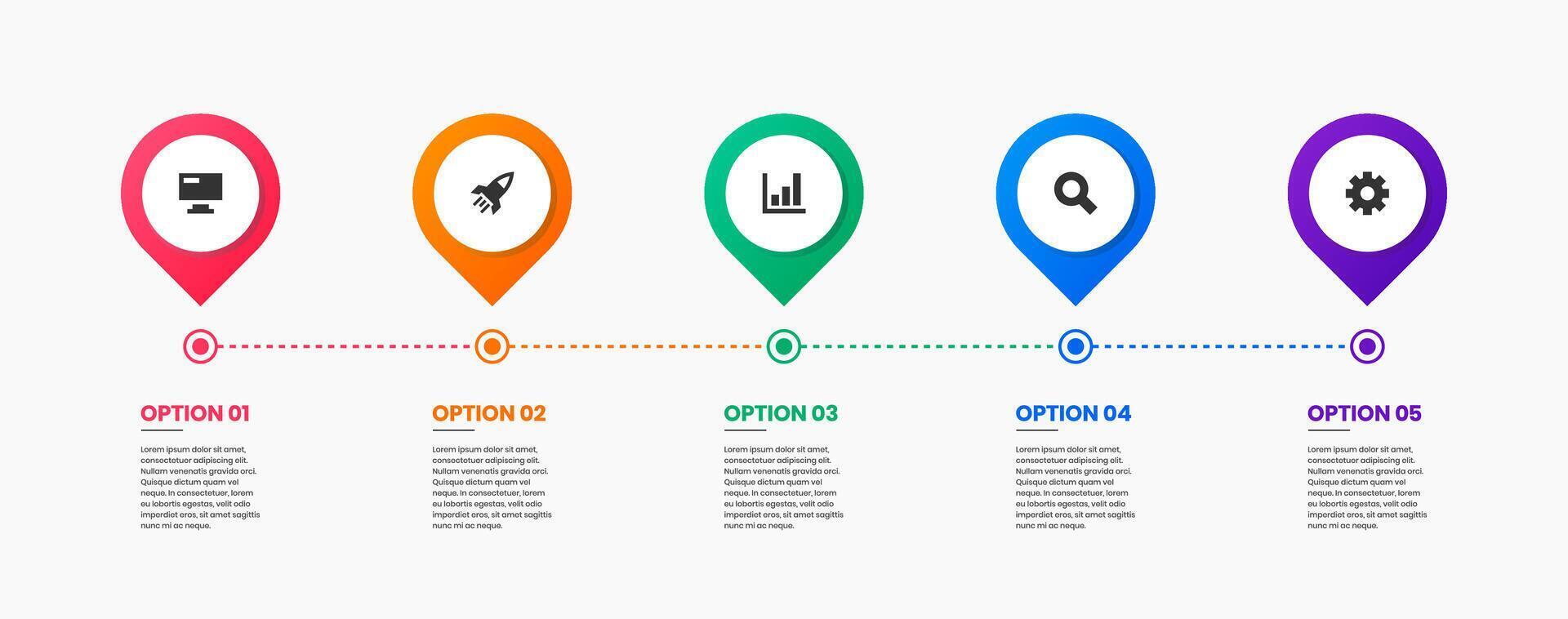 Timeline Infographic Element Design Icon Templates with 5 Options. Can be used for Process Diagram, Presentations, Workflow Layout, Banner, Flow Chart, Infographic. vector