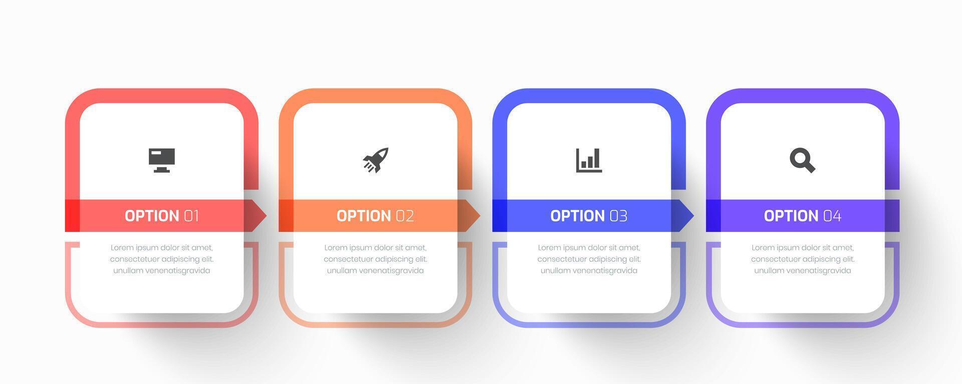 Label Infographic Business with Rectangle Label, Arrow, Icon, and 4 Option for Presentation vector