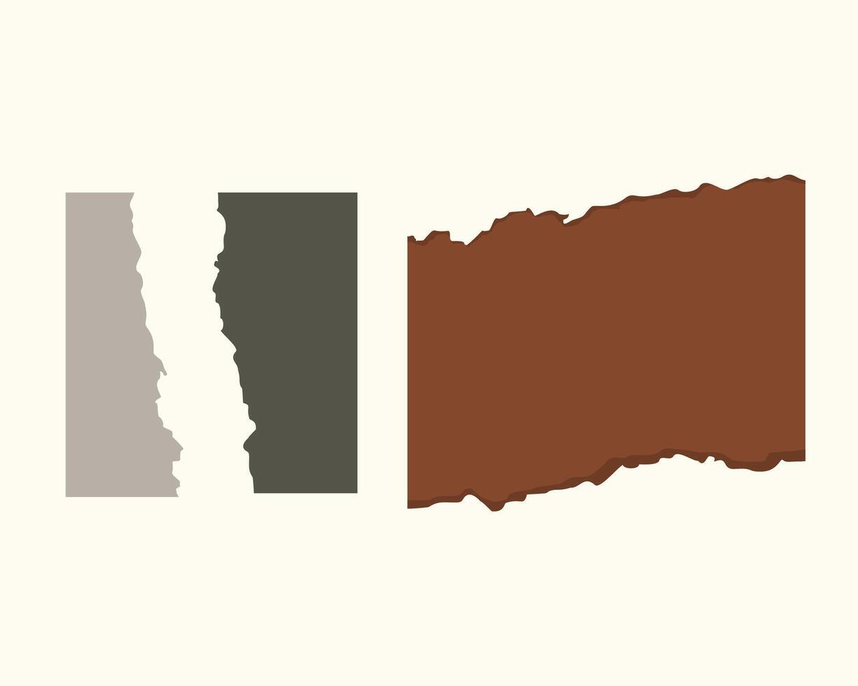 Set of Ripped Paper Swatches in Gray, Dark Gray, and Brown vector