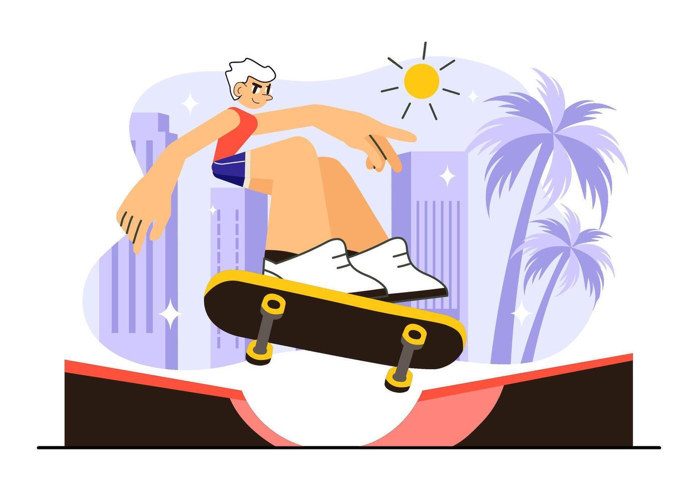 Skateboarding Adventure with Skaters on Half Pipe in Extreme Sports Theme vector