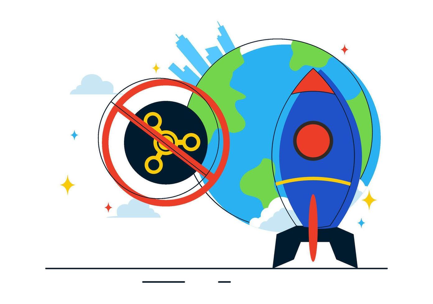Earth and Rocket Bomb Symbolizing Global Peace for August 29 Illustration vector