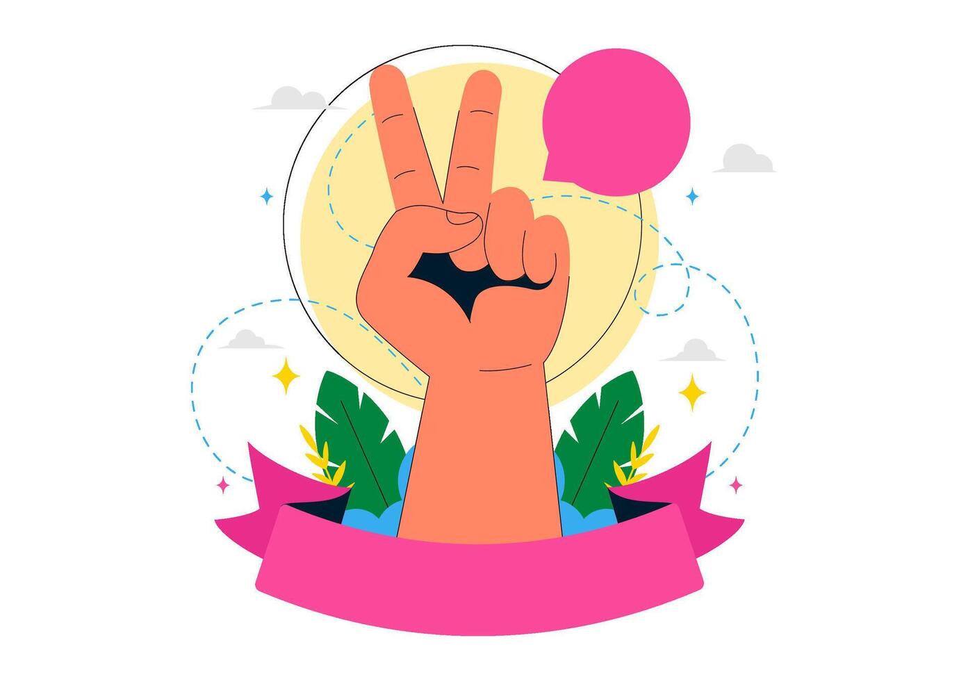 Left-Handers Day Flat Cartoon Scene Promoting Acceptance and Pride vector