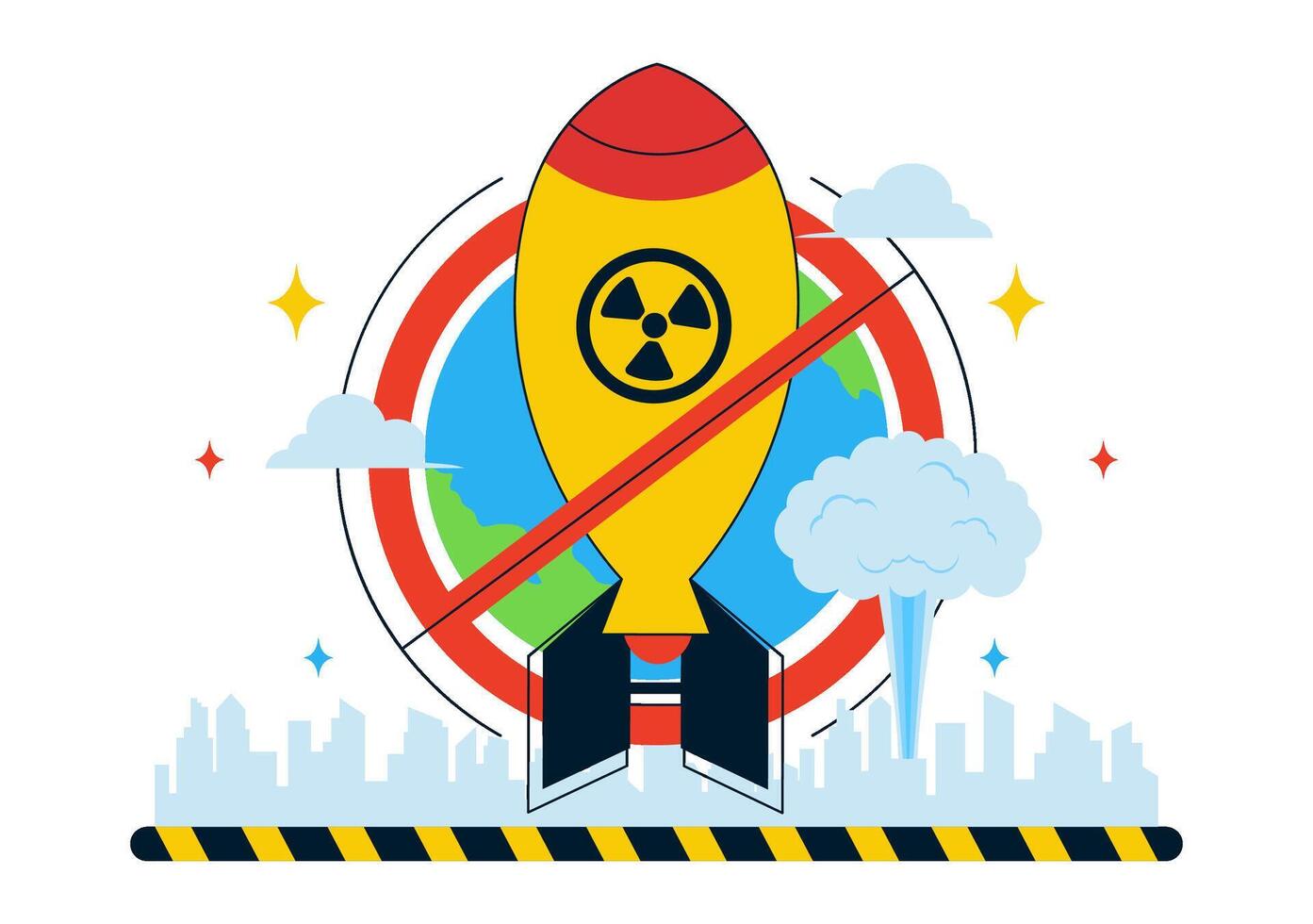 No Nuclear Weapons Day with Rocket and Globe Illustration vector