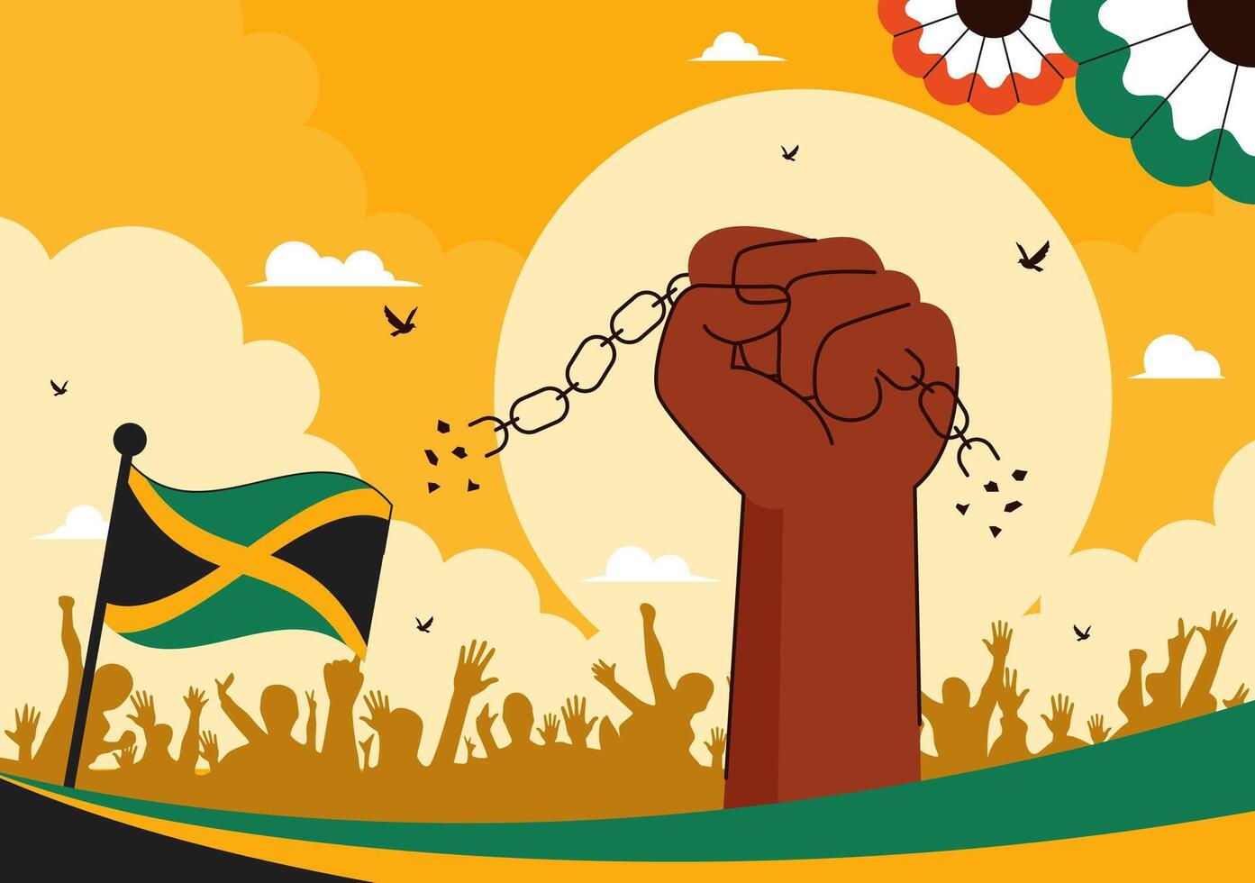 National Holiday for Emancipation Day in Jamaica with Liberty and Culture Symbols vector