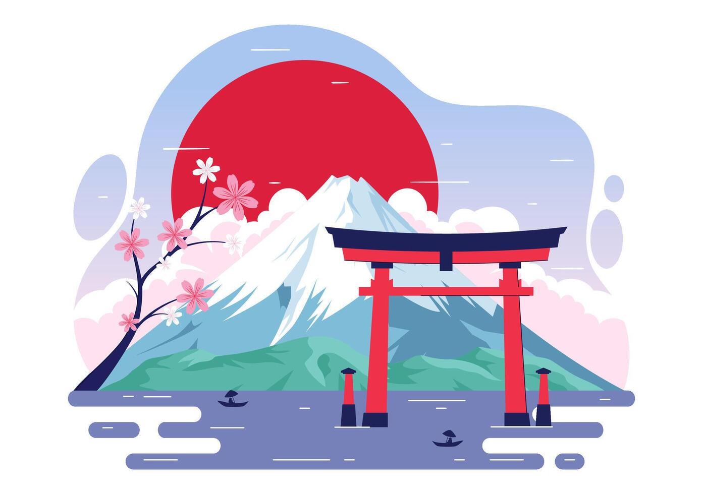 Japanese Festival Mountain Day on August 11 with Flat Style Cartoon Nature Background vector