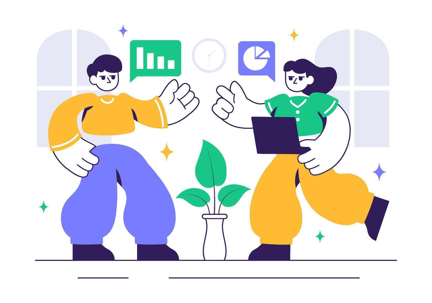 Coworking Office Space with Friendly and Productive Atmosphere vector