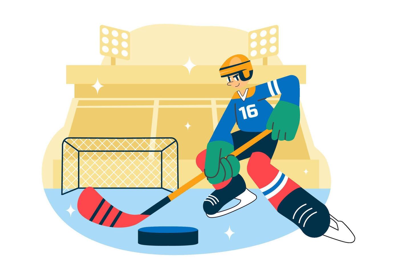 Game Day Ice Hockey Illustration Featuring Athlete in Uniform with Stick and Skates vector