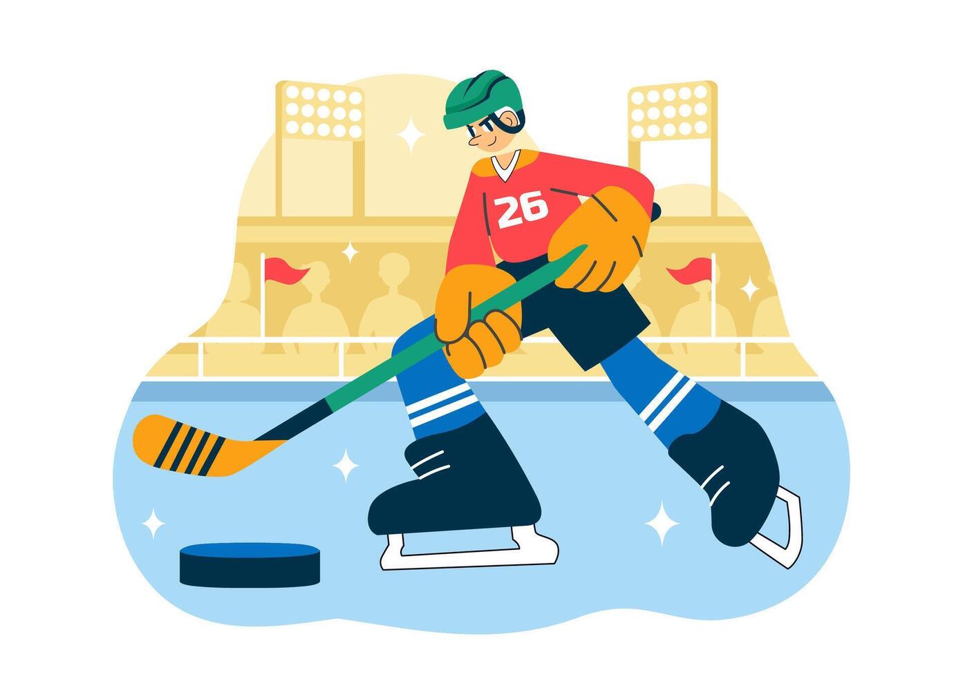 Design of a Hockey Athlete Playing on Ice Surface with Full Equipment vector