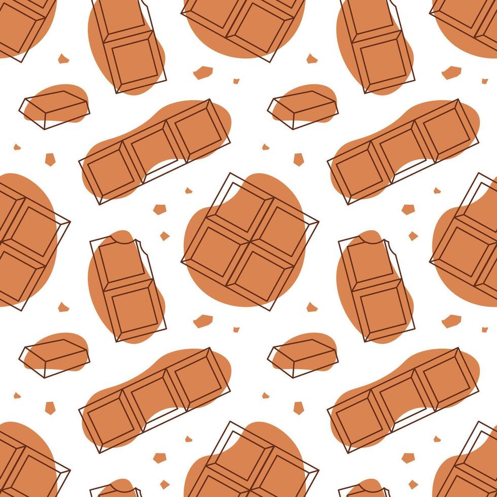 Sweet Chocolate and Cake Pattern in Flat Hand Drawn Style for Template Use vector